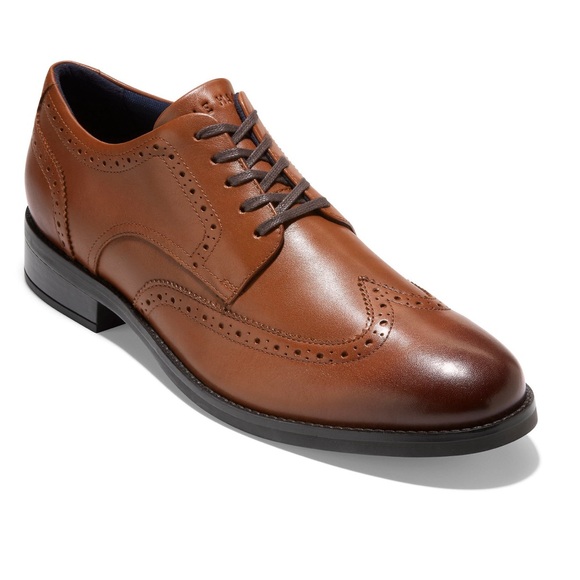 Cole Haan Men’s Grand+ Men's Wingtip Oxford Brown Leather Shoes  NEW - Picture 1 of 15